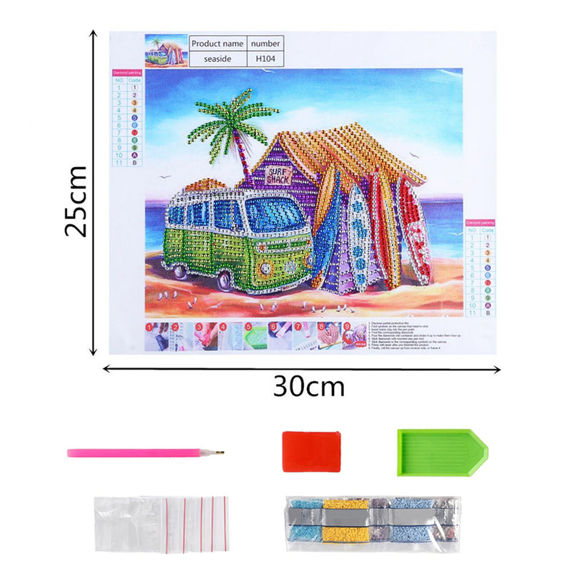 Surf Hut and Bus Special Shaped Drills Diamond Painting