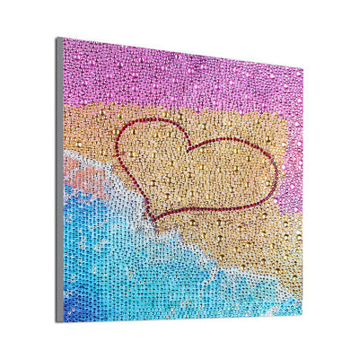 Heart Shape on the Beach Special Shaped Drills Diamond Painting