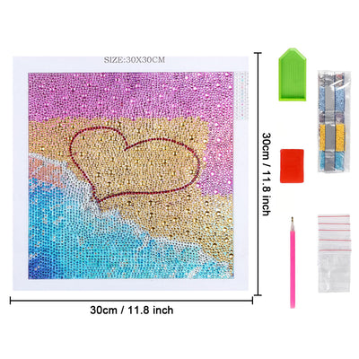 Heart Shape on the Beach Special Shaped Drills Diamond Painting