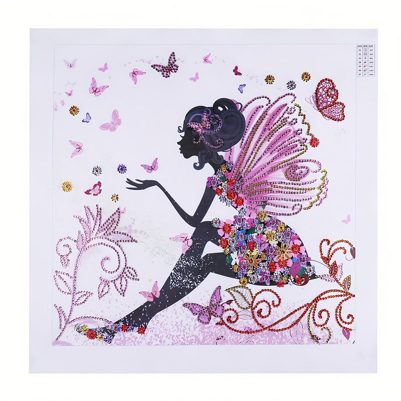 Flower Girl Surrounded by Butterflies Special Shaped Drills Diamond Painting