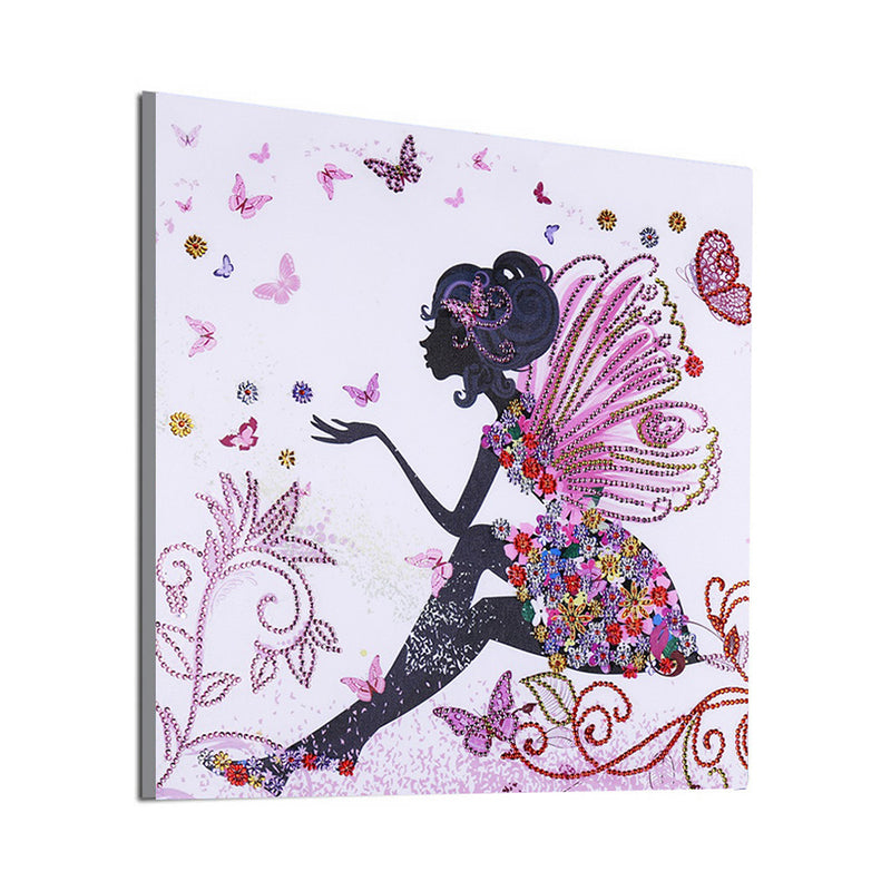 Flower Girl Surrounded by Butterflies Special Shaped Drills Diamond Painting