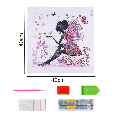 Flower Girl Surrounded by Butterflies Special Shaped Drills Diamond Painting