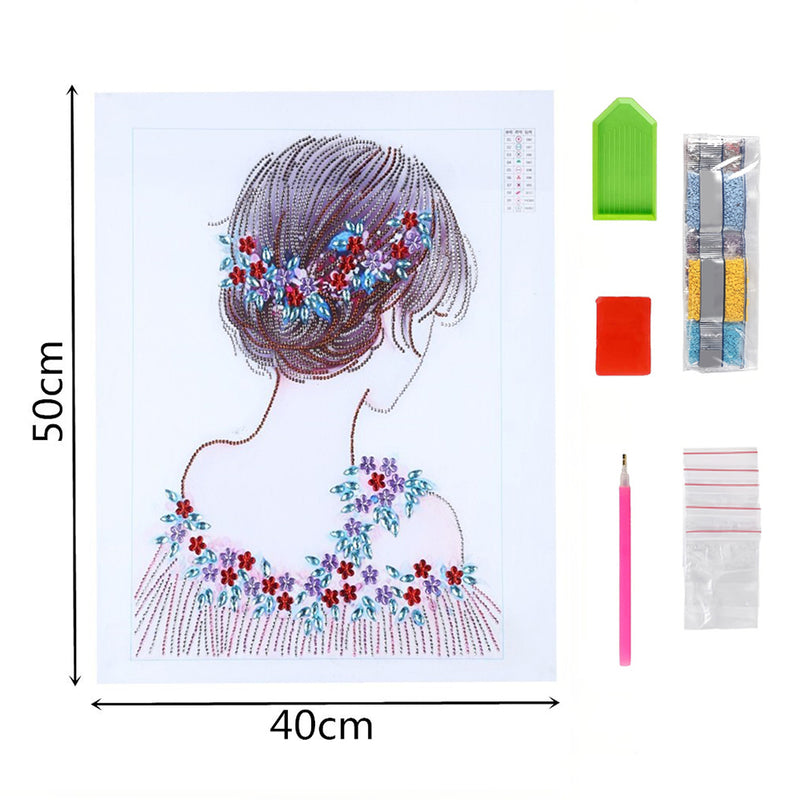 Flower Girl Back View Special Shaped Drills Diamond Painting