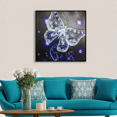 Blue Transparent Butterfly Special Shaped Drills Diamond Painting