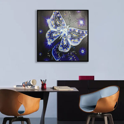 Blue Transparent Butterfly Special Shaped Drills Diamond Painting