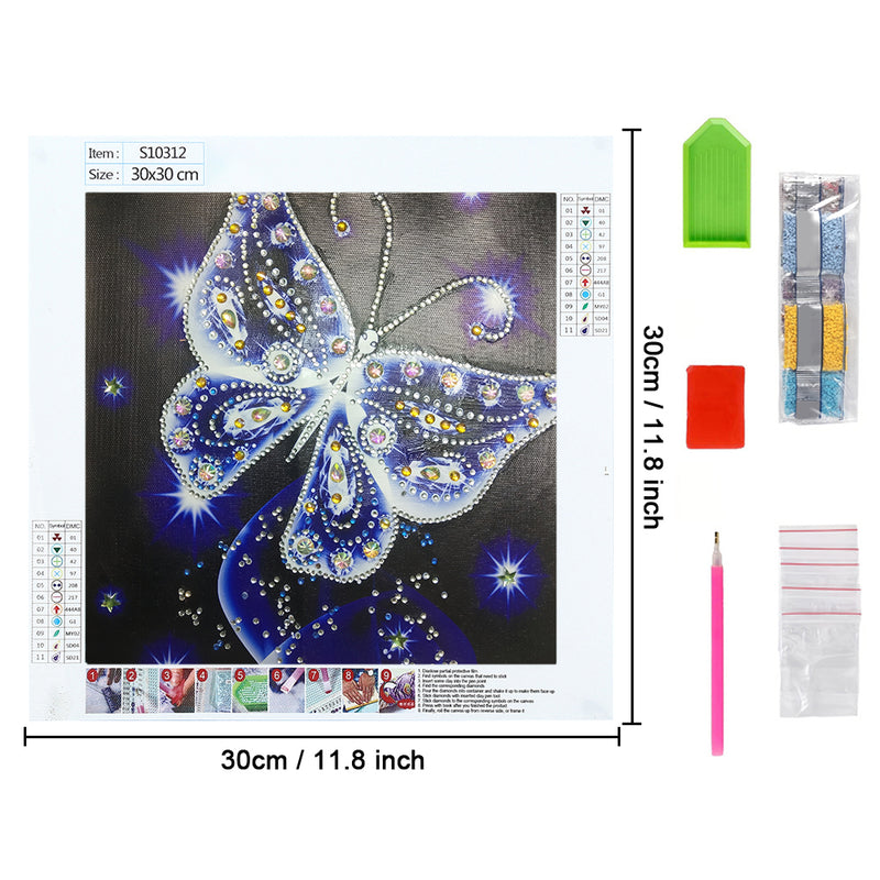 Blue Transparent Butterfly Special Shaped Drills Diamond Painting