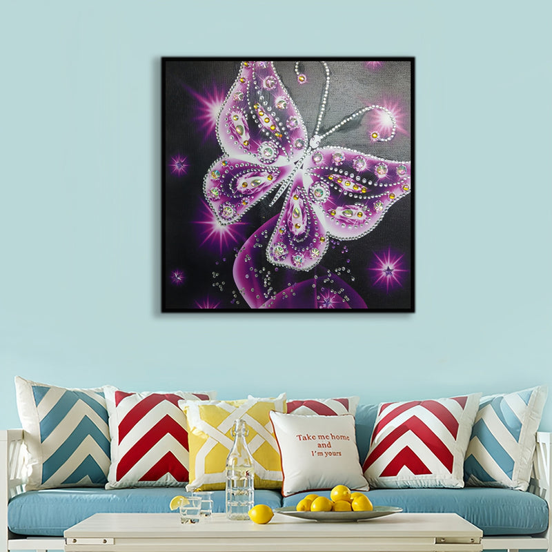 Purple Transparent Butterfly Special Shaped Drills Diamond Painting