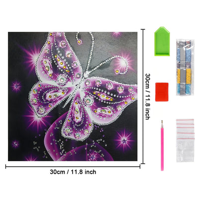 Purple Transparent Butterfly Special Shaped Drills Diamond Painting