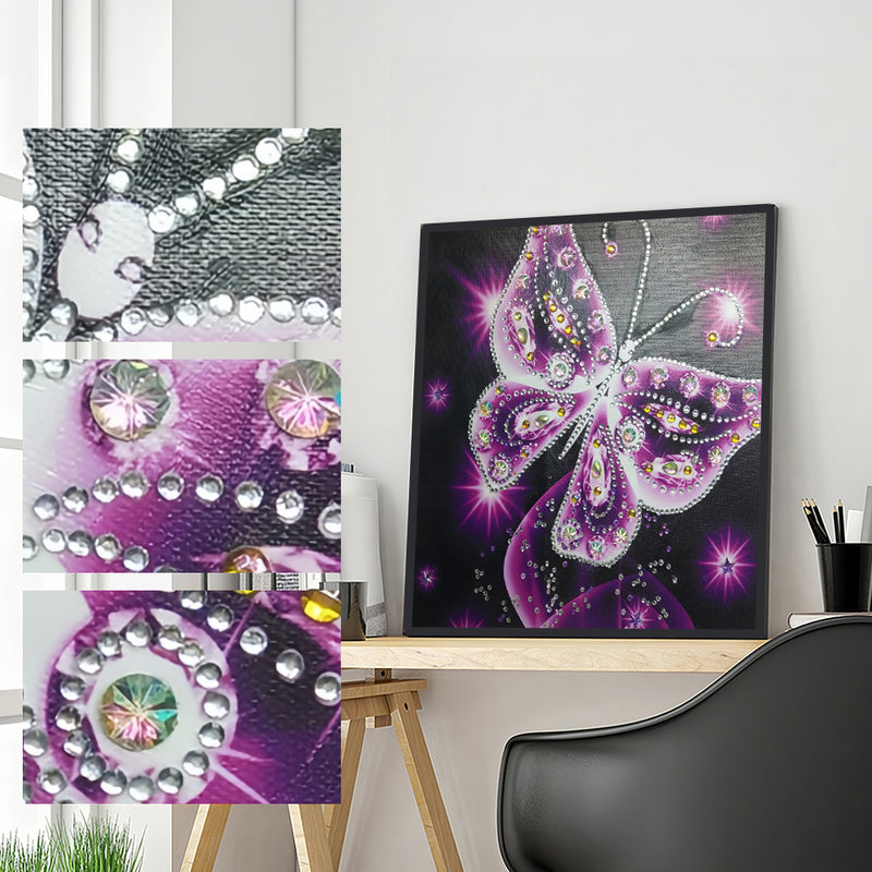 Purple Transparent Butterfly Special Shaped Drills Diamond Painting