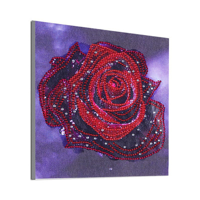 Red Rose with Dewdrops Special Shaped Drills Diamond Painting