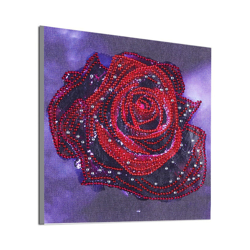 Red Rose with Dewdrops Special Shaped Drills Diamond Painting