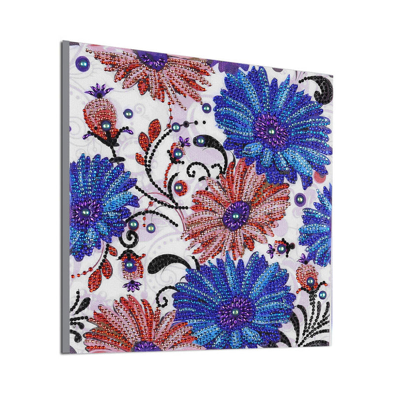 Blue and Red Flower Special Shaped Drills Diamond Painting