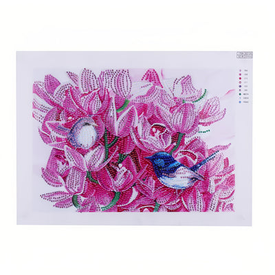 Birds among Pink Flowers Special Shaped Drills Diamond Painting