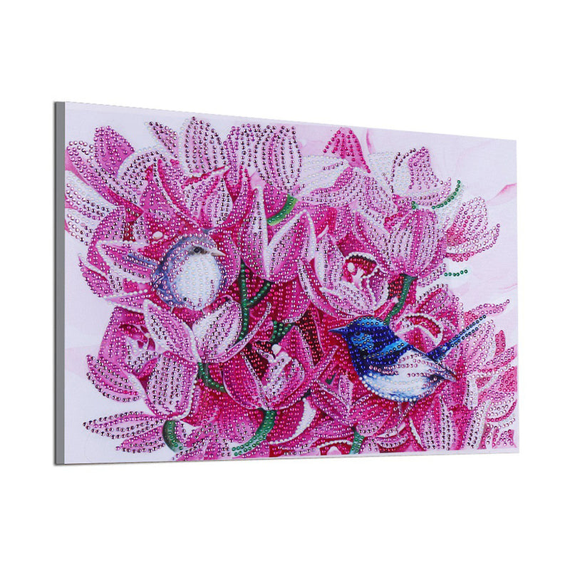 Birds among Pink Flowers Special Shaped Drills Diamond Painting