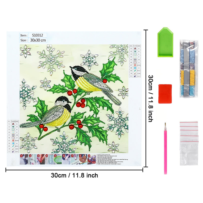 Birds and Green Leaves Special Shaped Drills Diamond Painting