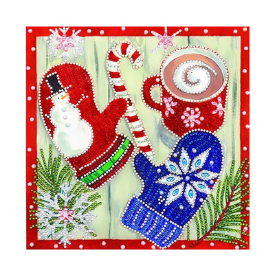 Christmas Gloves and Coffee Special Shaped Drills Diamond Painting