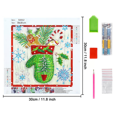 Green Christmas Gloves Special Shaped Drills Diamond Painting