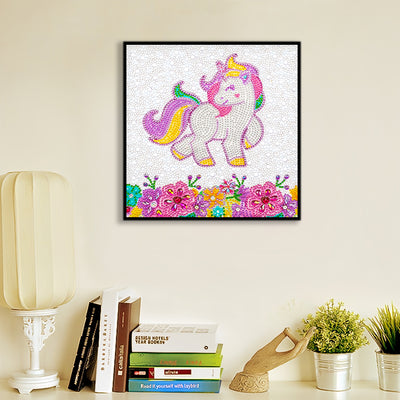 Happy Unicorn and Flowers Special Shaped Drills Diamond Painting