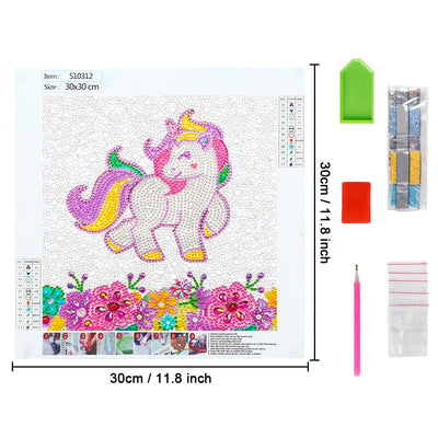 Happy Unicorn and Flowers Special Shaped Drills Diamond Painting