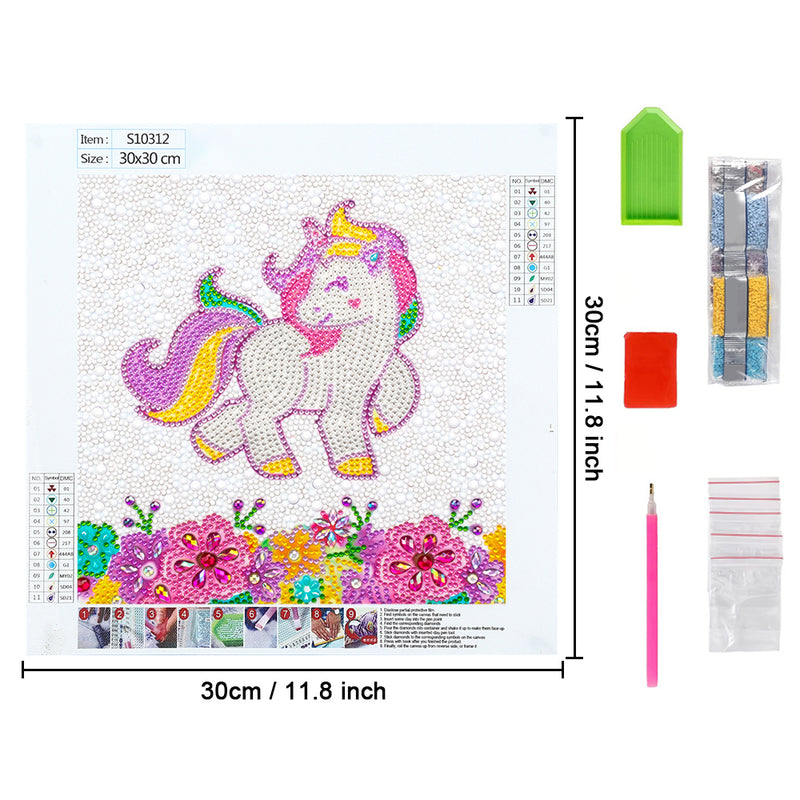 Happy Unicorn and Flowers Special Shaped Drills Diamond Painting