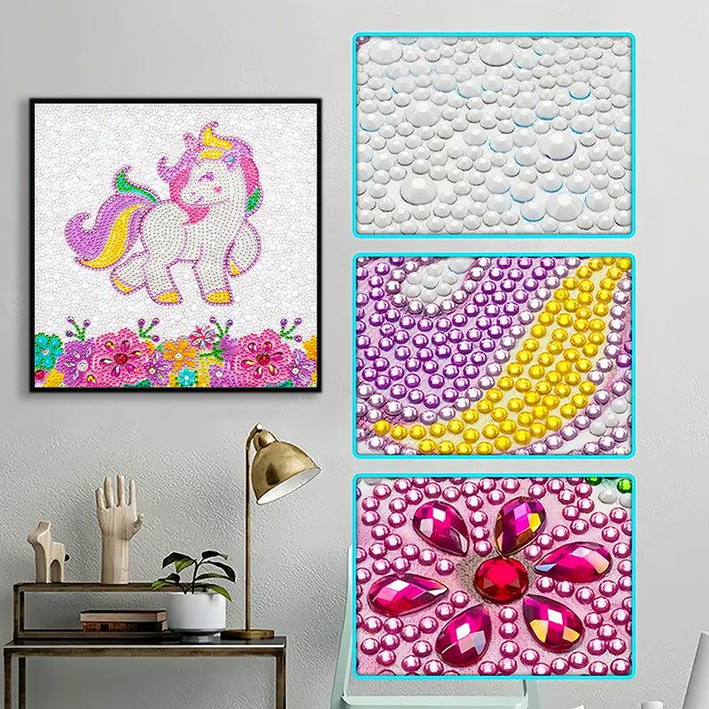 Happy Unicorn and Flowers Special Shaped Drills Diamond Painting