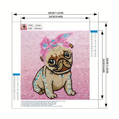 Dog Wearing Pink Headband Special Shaped Drills Diamond Painting