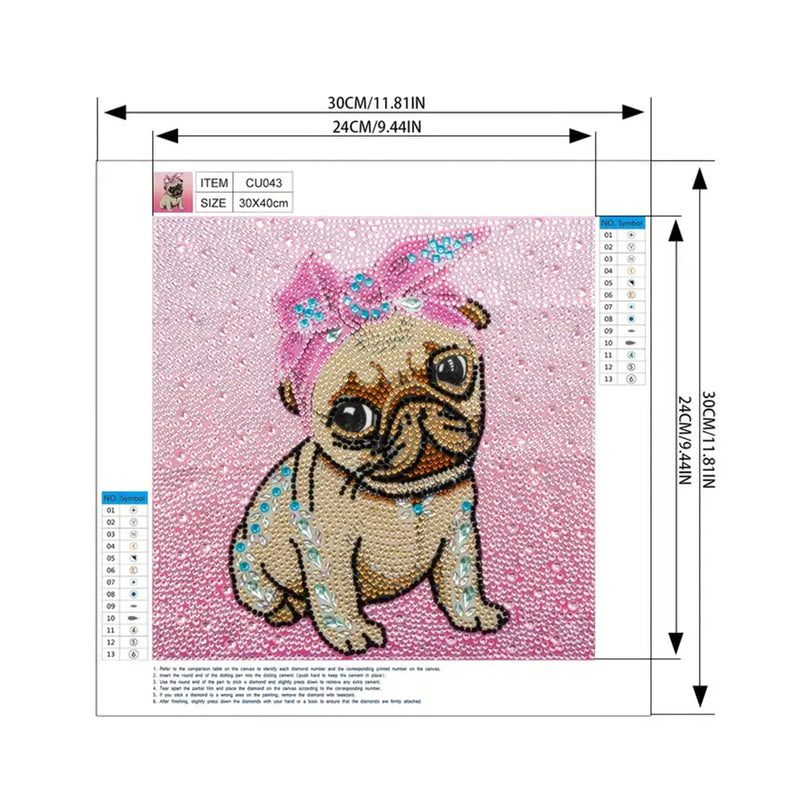 Dog Wearing Pink Headband Special Shaped Drills Diamond Painting