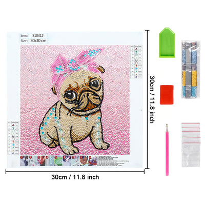 Dog Wearing Pink Headband Special Shaped Drills Diamond Painting