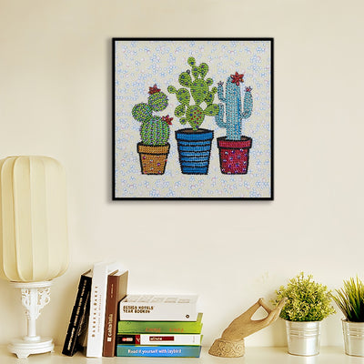 Three Potted Cactus Pots Special Shaped Drills Diamond Painting