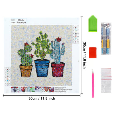 Three Potted Cactus Pots Special Shaped Drills Diamond Painting