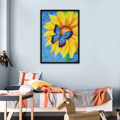 Blue Butterfly on Sunflower Special Shaped Drills Diamond Painting