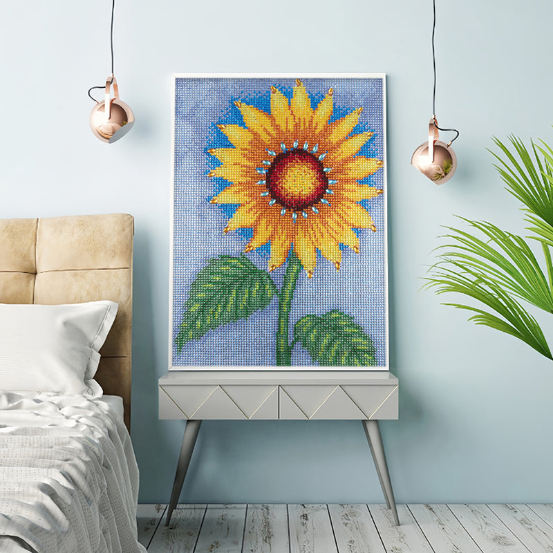 Green Leaves Sunflower Special Shaped Drills Diamond Painting