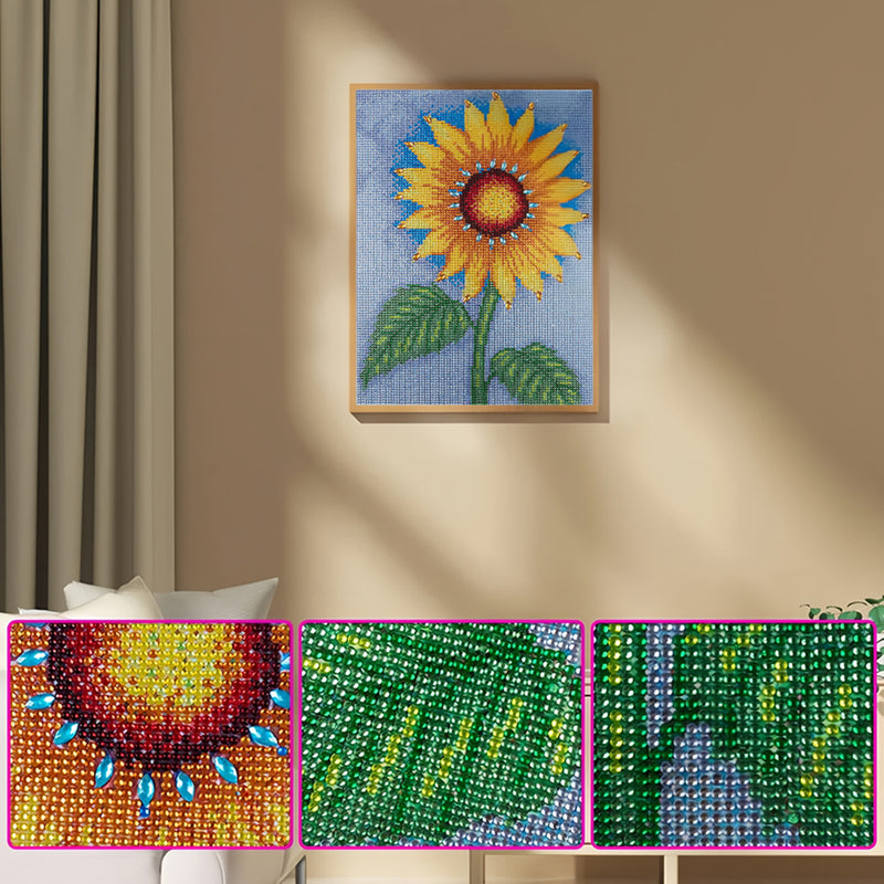 Green Leaves Sunflower Special Shaped Drills Diamond Painting