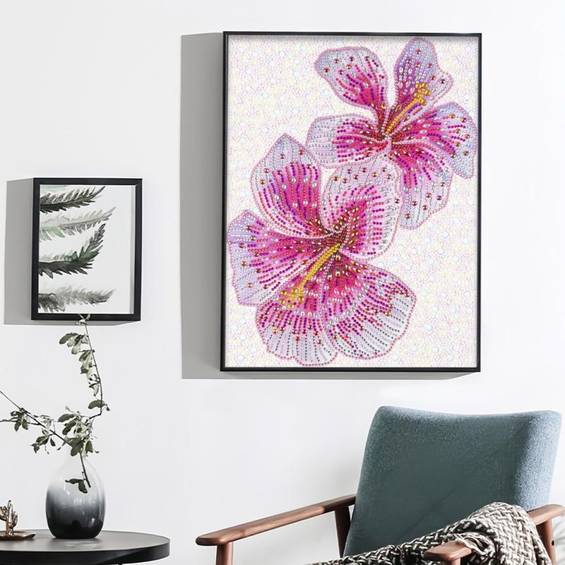 Pink Flowers Special Shaped Drills Diamond Painting