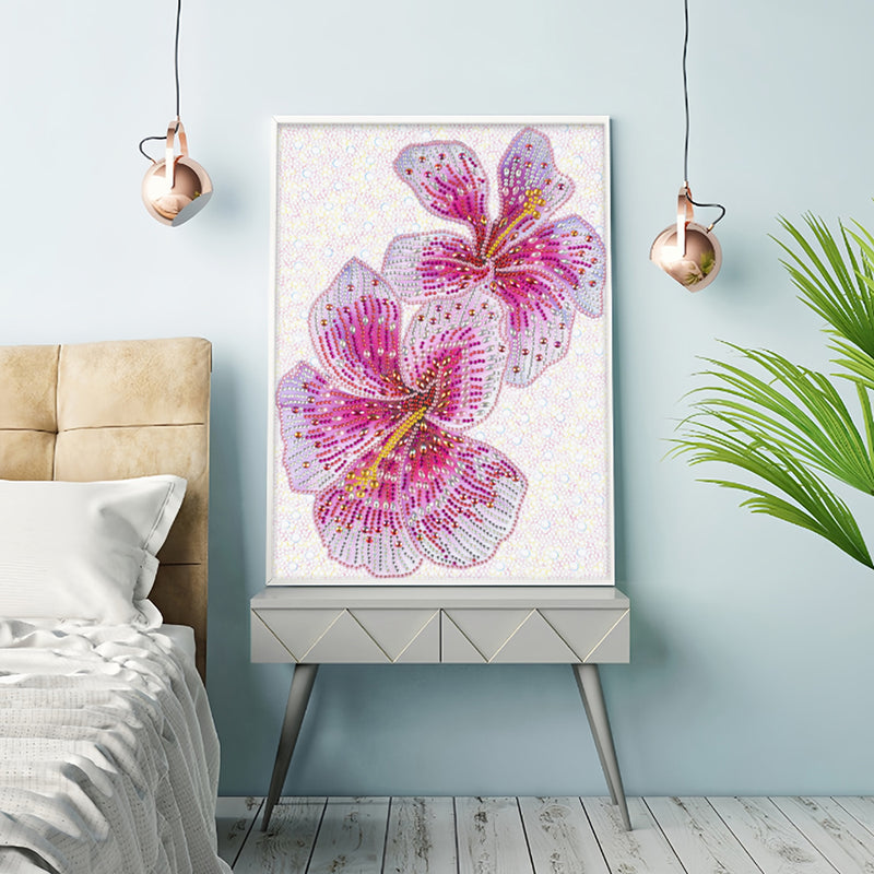 Pink Flowers Special Shaped Drills Diamond Painting