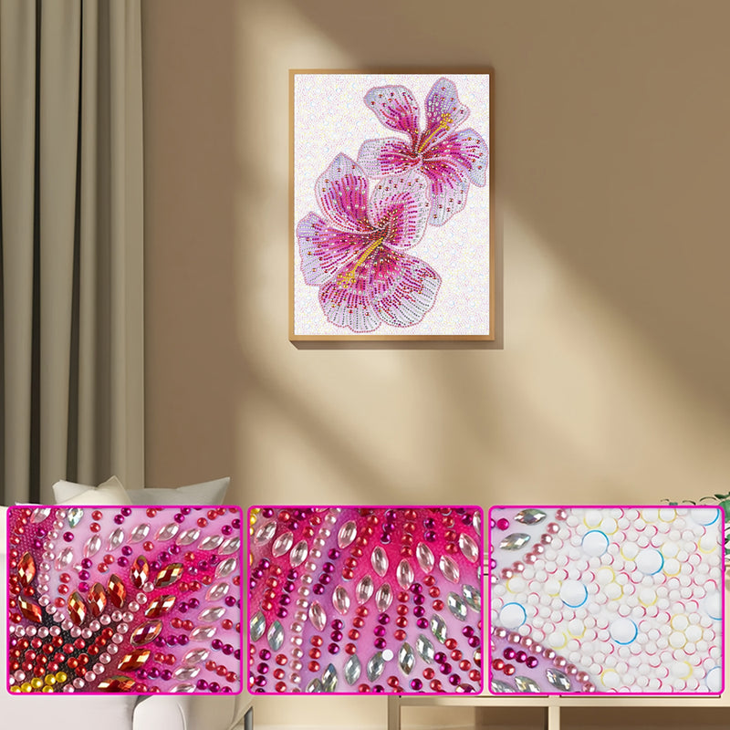 Pink Flowers Special Shaped Drills Diamond Painting