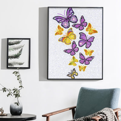 Purple and Yellow Butterflies Special Shaped Drills Diamond Painting