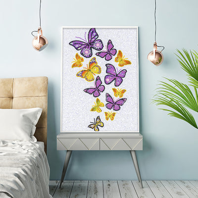 Purple and Yellow Butterflies Special Shaped Drills Diamond Painting