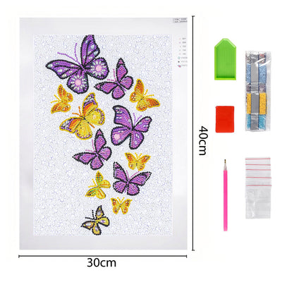 Purple and Yellow Butterflies Special Shaped Drills Diamond Painting