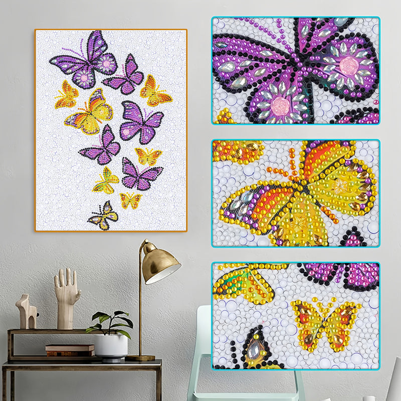 Purple and Yellow Butterflies Special Shaped Drills Diamond Painting