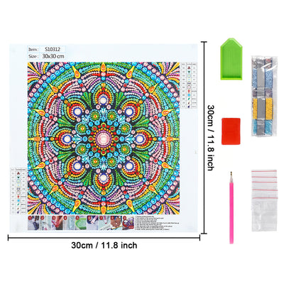 Green Lotus Mandala Special Shaped Drills Diamond Painting