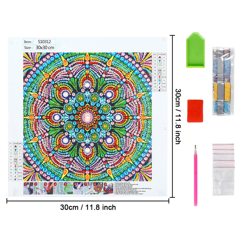 Green Lotus Mandala Special Shaped Drills Diamond Painting