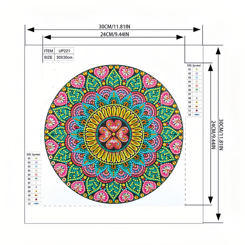 Flower and Heart Mandala Special Shaped Drills Diamond Painting