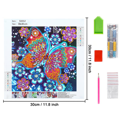 Colorful Butterfly and Flowers Special Shaped Drills Diamond Painting