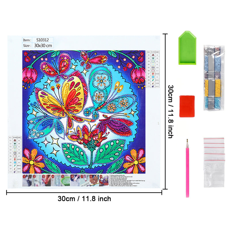 Colorful Butterfly and Plant Special Shaped Drills Diamond Painting