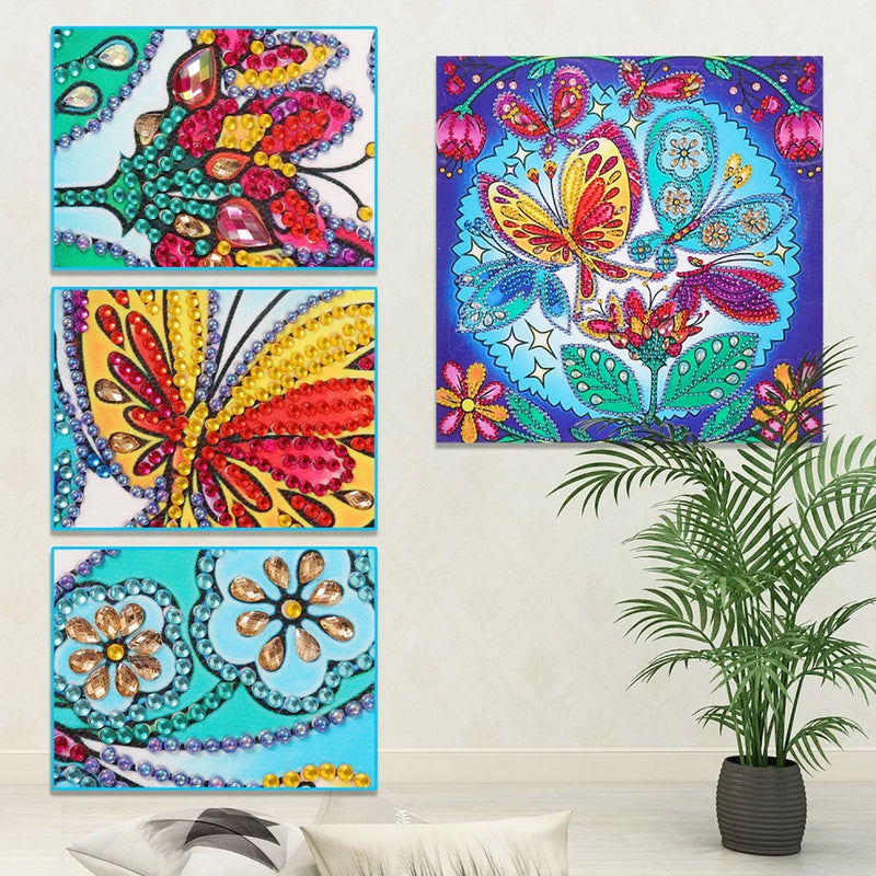 Colorful Butterfly and Plant Special Shaped Drills Diamond Painting