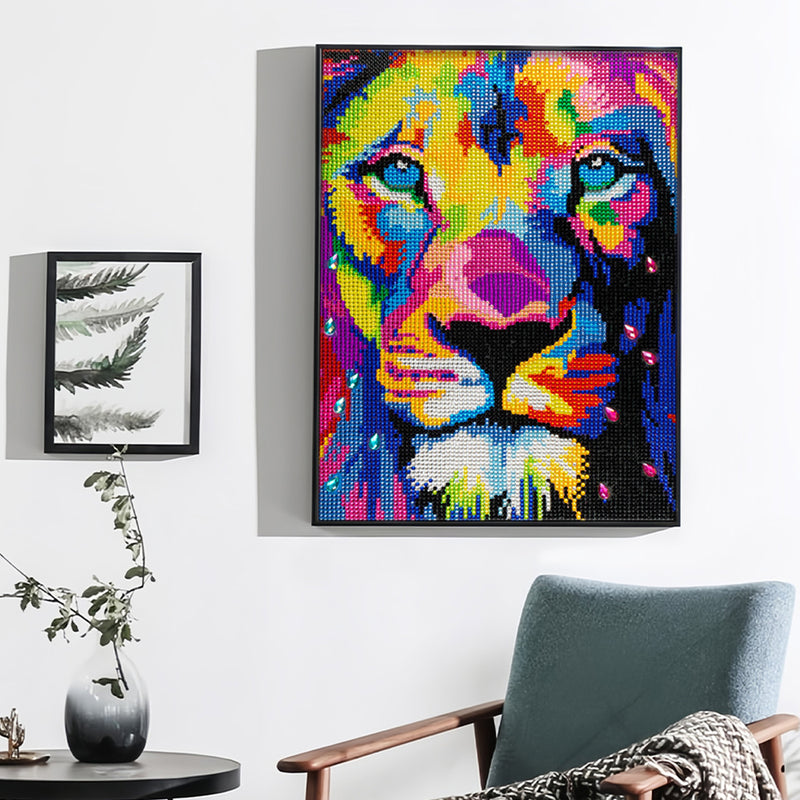 Colorful Lion Head Special Shaped Drills Diamond Painting