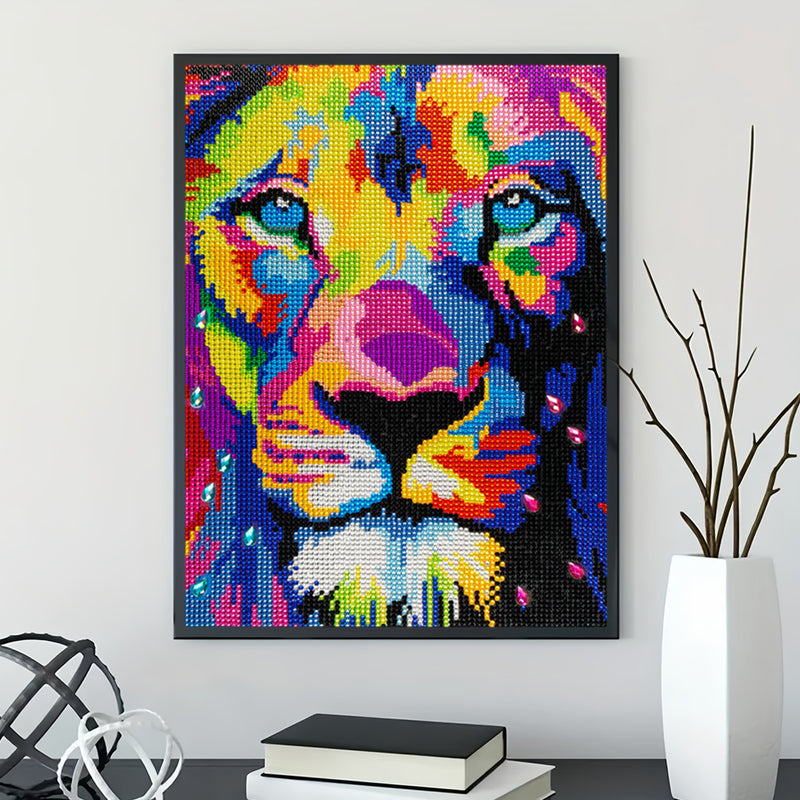 Colorful Lion Head Special Shaped Drills Diamond Painting