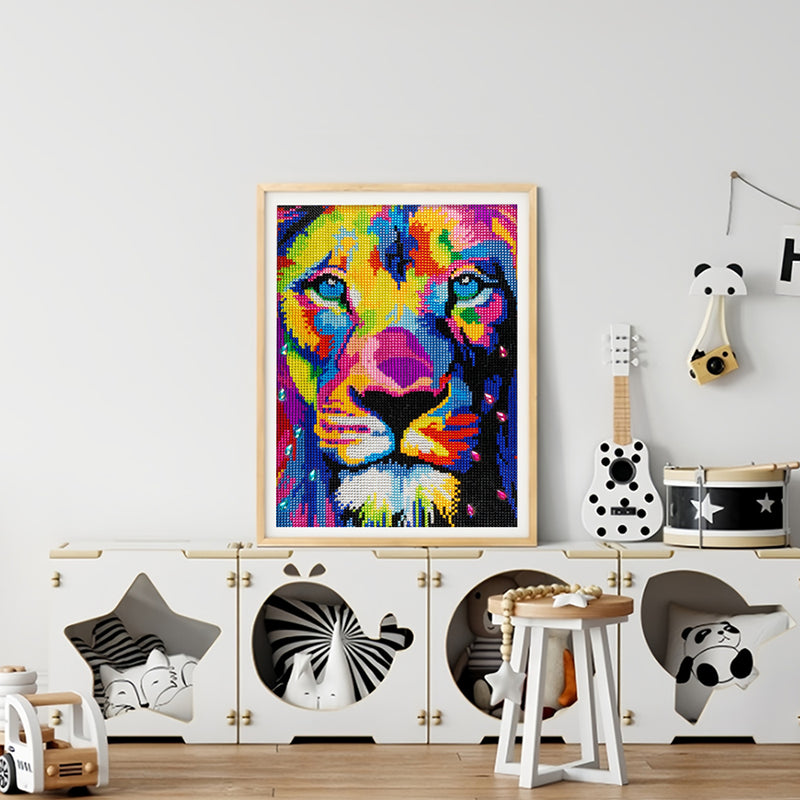 Colorful Lion Head Special Shaped Drills Diamond Painting