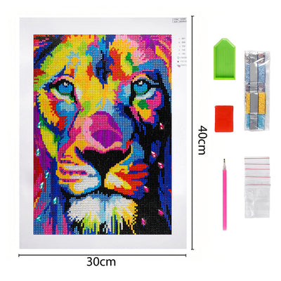 Colorful Lion Head Special Shaped Drills Diamond Painting